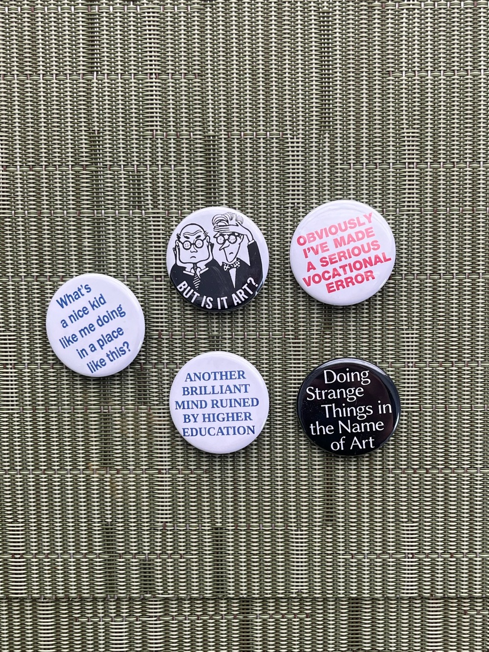 Retro Pinback Button Pin, 1980s, Unworn, Funny & Witty. Bundle of 5